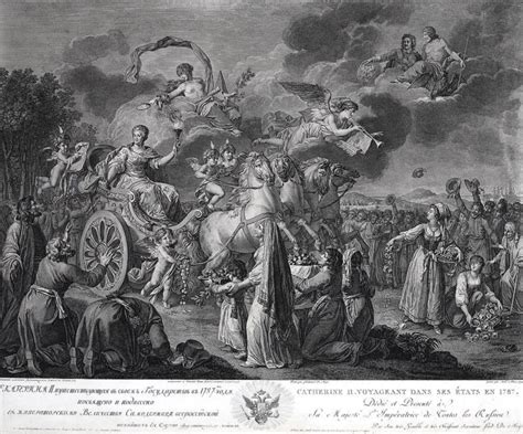 The Apotheosis of the Empress Catherine II - A Monumental Allegory Overflowing with Celestial Grandeur and Triumphant Symbolism!