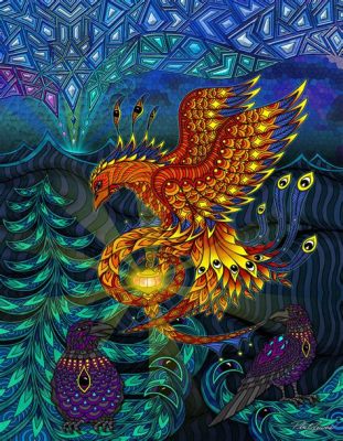 Dance of the Celestial Phoenix - A Vibrant Tapestry Woven With Myth and Intricate Detail!