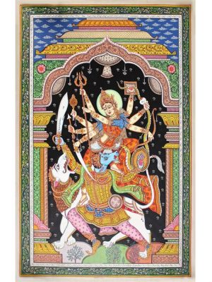 The Durga Slaughtering Mahishasura Painting Reveals Dynamic Storytelling and Opulent Detailing!