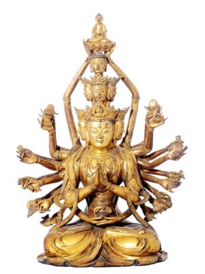 Stone Avalokiteshvara Statue - An Exalted Deity Carved in Ephemeral Beauty!