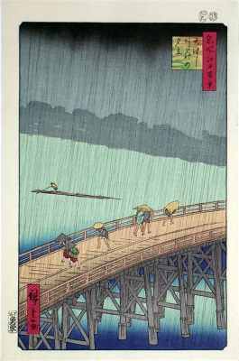 “Sudden Shower over Shin-Ōhashi Bridge” A Stunning Woodblock Print Featuring Dramatic Rain and Delicate Details