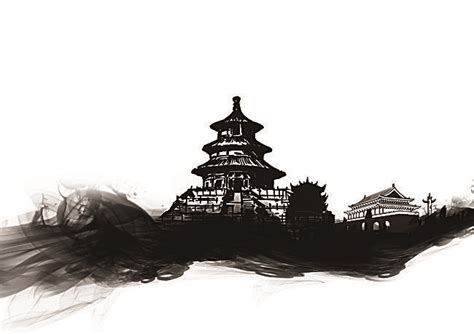 Temple of Heaven – Ink Wash and Vivid Celestial Representations