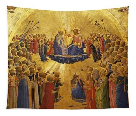 The Coronation of the Virgin Golden-Hued Tapestry of Religious Reverence!