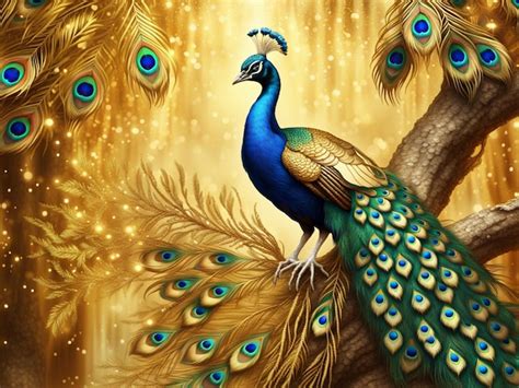 The Golden Peacock - An Exquisite Dance Between Nature and Divinity!