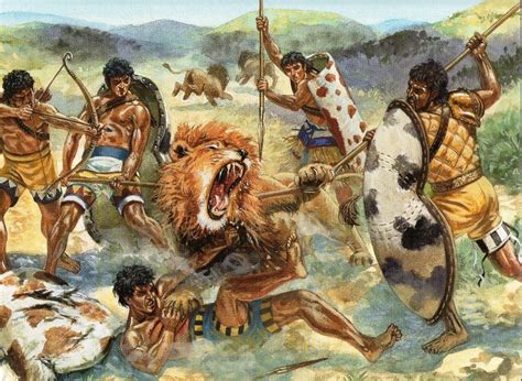 The Lion Hunt A Bronze Age Masterpiece Exuding Power and Movement!