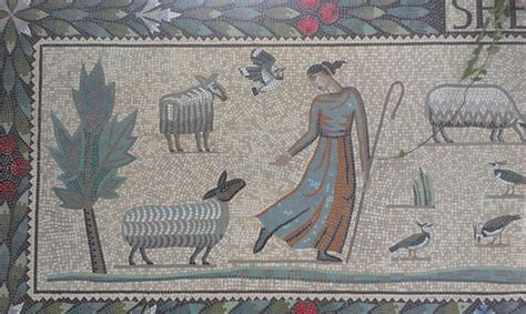 The Shepherdess, an Enchanting Mosaic Depicting Rural Tranquility and Pastoral Innocence!