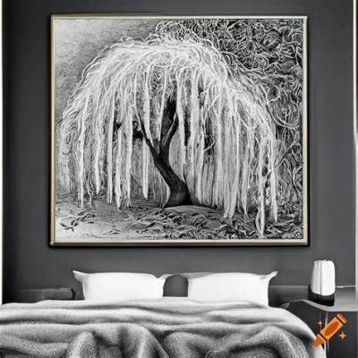 The Weeping Willow and a Thousand Butterflies an Intricate Tapestry of Sorrow and Hope Woven From Charcoal and Feathers!