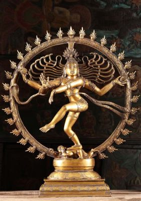 The Dance of Shiva Embroidered in Gold Thread and Mystical Symbolism!